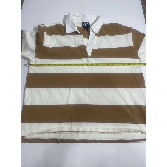Lands End Brown and Cream Rugby Polo Pullover Size L - Picture 4 of 5